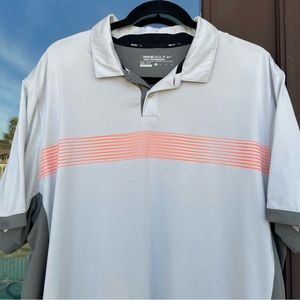 Nike Golf DRI-FIT Light and Dark Grey with Orange Chest Stripe Polo XL